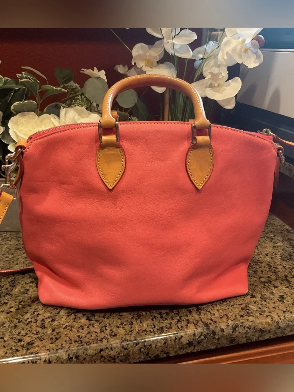 Dooney & Bourke Coral Satchel with Tan Trim